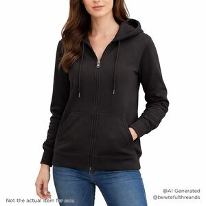 Northern Reflections L Black Zip Hoodie Cotton Stretch Classic Casual
